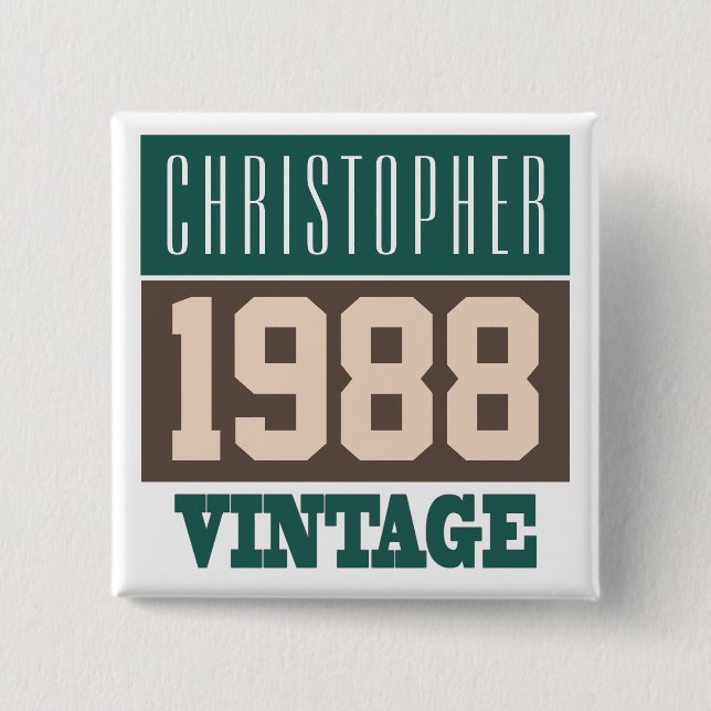 Name with Year 1988 Vintage Button (Front)