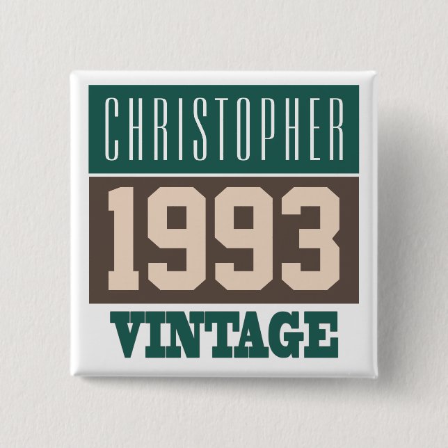 Name with Year 1993 Vintage Button (Front)