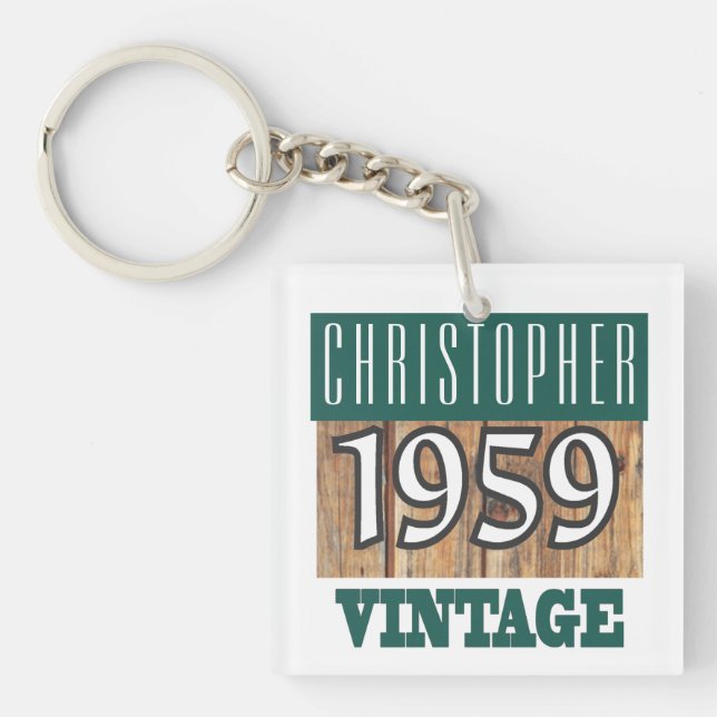 Name with Year Born 1959 Vintage Keychain (Front)