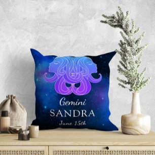 Name with Zodiac sign Gemini Gift Throw Pillow