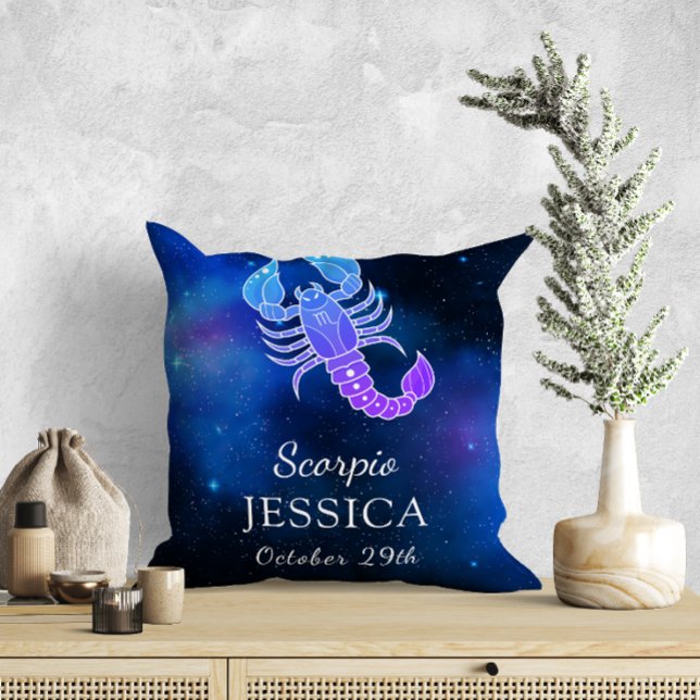 Name with Zodiac sign Scorpio Gift Throw Pillow (Creator Uploaded)