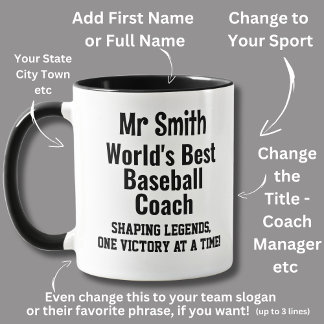 Name, Worlds Best Baseball Coach - Legends Mug