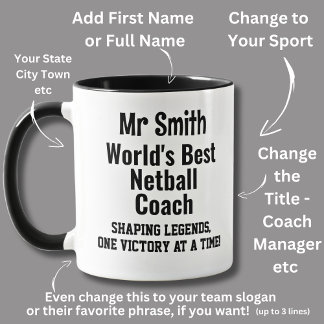 Name, Worlds Best Netball Coach  Mug