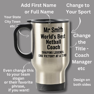 Name, Worlds Best Netball Coach Travel Mug