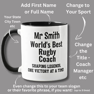 Name, Worlds Best Rugby Coach  Mug