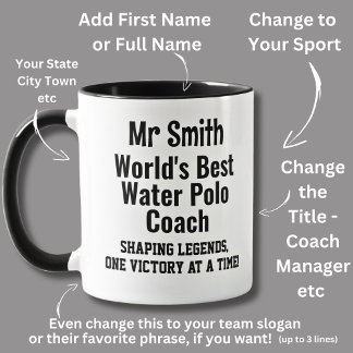 Name, Worlds Best Water Polo Coach Mug