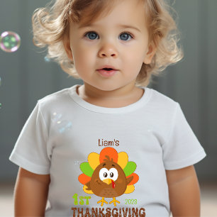 Name Year First Thanksgiving white  Baby T-Shirt