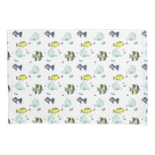 Name Yellow Blue Tropical Fish Pattern Nursery Pillowcase