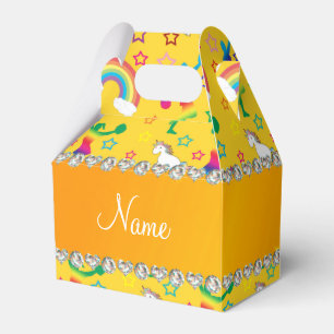 Name yellow cheerleading rainbow unicorns stars favour box
