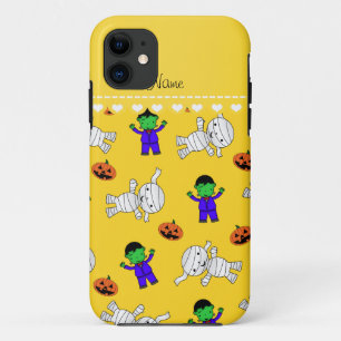 Name yellow frankenstein mummy pumpkins iPhone 11 case