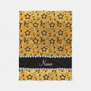 Name yellow glitter music notes stars fleece blanket