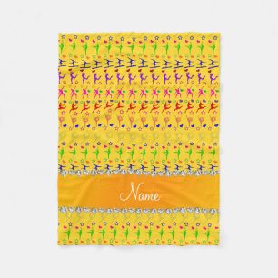 Name yellow rainbow gymnastics hearts stars fleece blanket