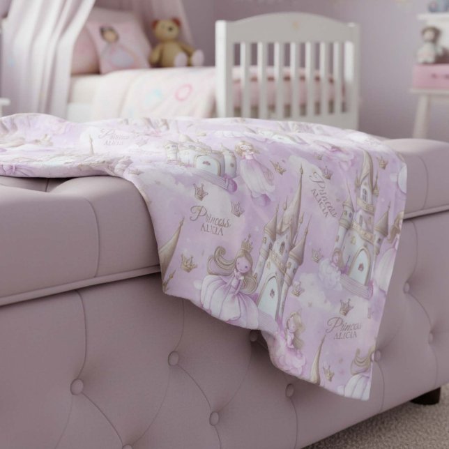 Name Your Princess and Castle Lavender ID1053 Fleece Blanket (Creator Uploaded)