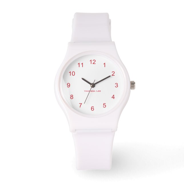 Name Your Women's Sporty White Silicon Watch (Front)