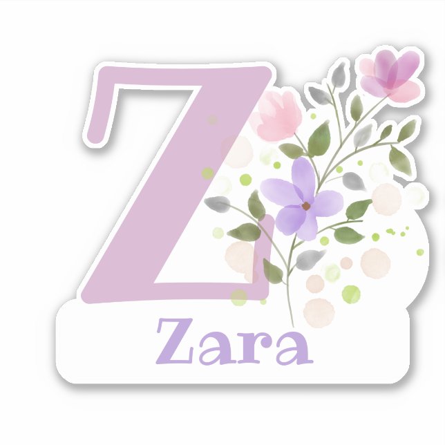 Name Zara with the Letter Z Sticker Cut-Out (Front)