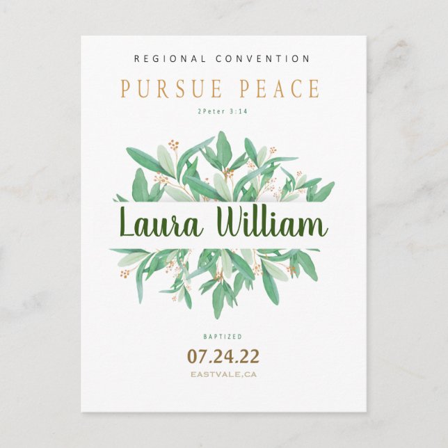 NameCustomized 2022 JW Convention Baptism Postcard (Front)