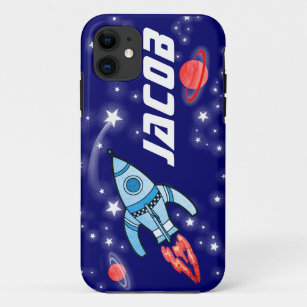 Named 5 letter space rocket blue boys Case-Mate iPhone case