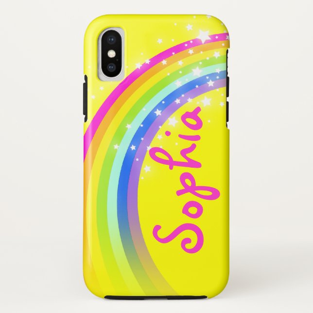 Named 6 letter rainbow yellow iphone case (Back)