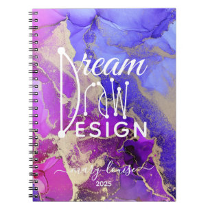 Named Abstract Pink Purple Gold Art Notebook