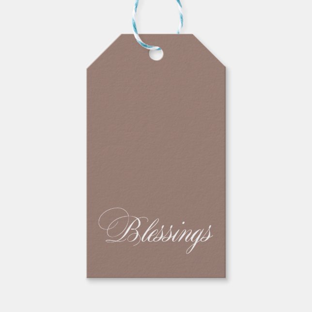 Named Brown White Blessings Gift Tags (Front)
