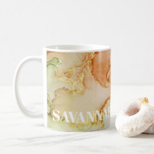 Named Coral Green Alcohol Ink Coffee Mug