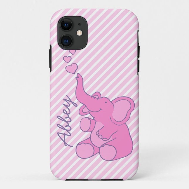 Named cute pink elephant iphone 5 case (Back)