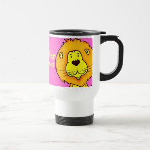 Named  girls pink lion travel / club mug
