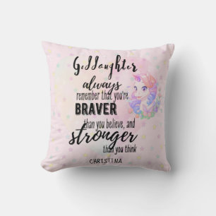 Named GODDAUGHTER Motivational Quote Unicorn Pink  Cushion