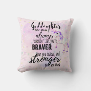Named GODDAUGHTER Motivational Quote Unicorn Pink  Cushion
