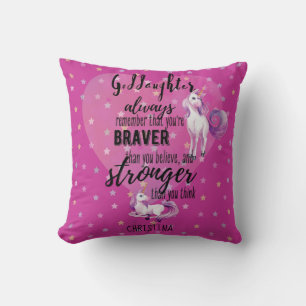 Named GODDAUGHTER Motivational Quote Unicorn Pink Cushion