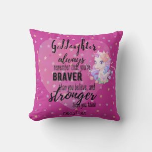 Named GODDAUGHTER Motivational Quote Unicorn Pink Cushion