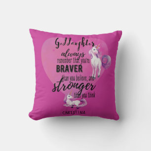 Named GODDAUGHTER Motivational Quote Unicorn Pink Cushion