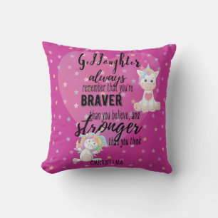 Named GODDAUGHTER Motivational Quote Unicorn Pink Cushion