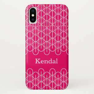 Named linked ovals & lines red white iphone case