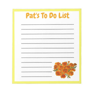 Named Marigold To Do List Pad with yellow frame