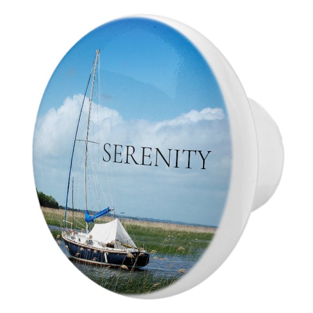 Named Nautical Sailboat Scene Design Ceramic Knob (Right)