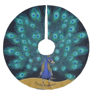 Named PEACOCK Christmas TREE Skirt Decoration