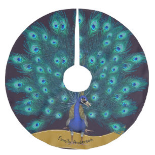 Named PEACOCK Christmas TREE Skirt Decoration
