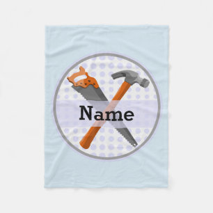Named Personalised Tools design for boys. Fleece Blanket