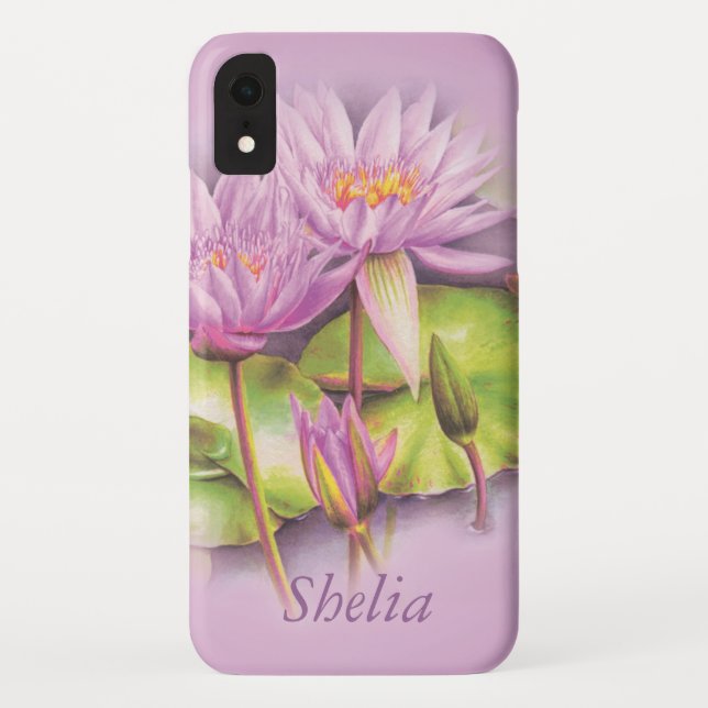 Named purple pink water lily flower Case-Mate iPhone case (Back)