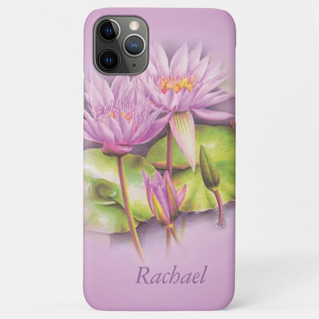 Named purple pink water lily lotus Case-Mate iPhone case (Back)