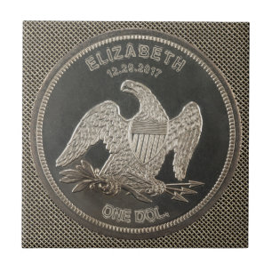 Named Silver 1865 Dollar Tile