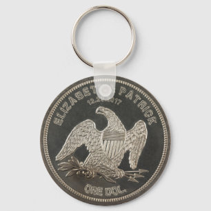 Named Silver 1865 Dollar Wedding Or Anniversary Key Ring