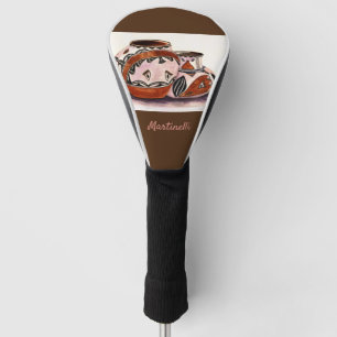 Named Watercolor-Look Native American Pottery Art Golf Head Cover