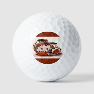 Named Watercolor Native American Pottery Art Golf Balls