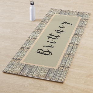 Named White and Black Tribal Pattern Yoga Mat