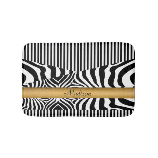 Named Zebra and Stripes Bath Mat