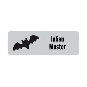Namensaufkleber eckig - Fledermaus grau schwarz Return Address Label