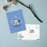 NaMEOWste Cute Cat In a Yoga Meditating Pose Blue Postcard<br><div class="desc">Cute and fun cat yoga theme postcard to send to friends or family. Our design features our hand-drawn yoga cat in a siddhasana yoga pose, closing its eyes and meditating. The colours of the background and cat logo/ illustration can be changed by clicking on further customise. The reverse side features...</div>