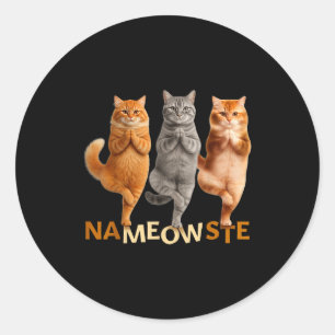 Nameowste Yoga Cat  Classic Round Sticker